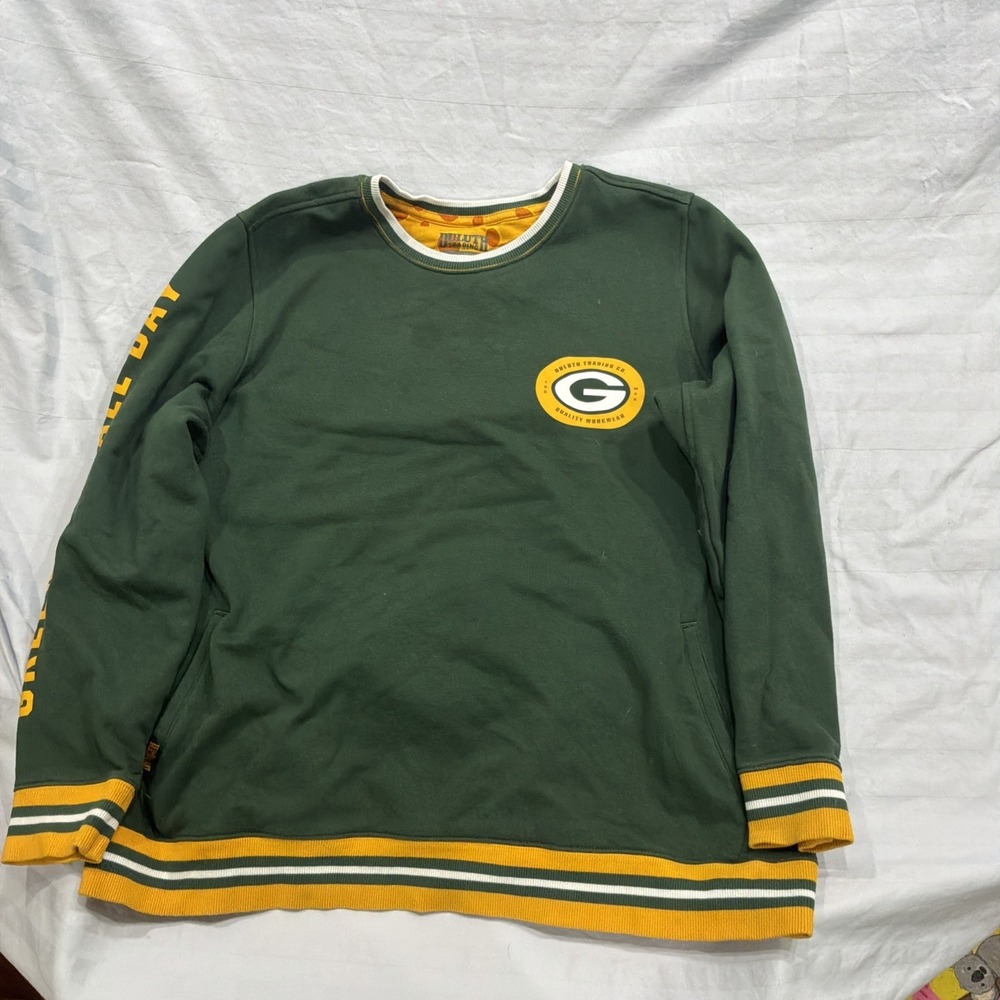 Duluth Trading Company Packers Sweater Crew Neck Workwear Pockets